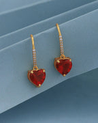 Women'S Brass Silver - Toned Rhodium Plated Cz Studded Handcrafted Geometric Drop Earrings - Wahe Jewels - Swadesiicart