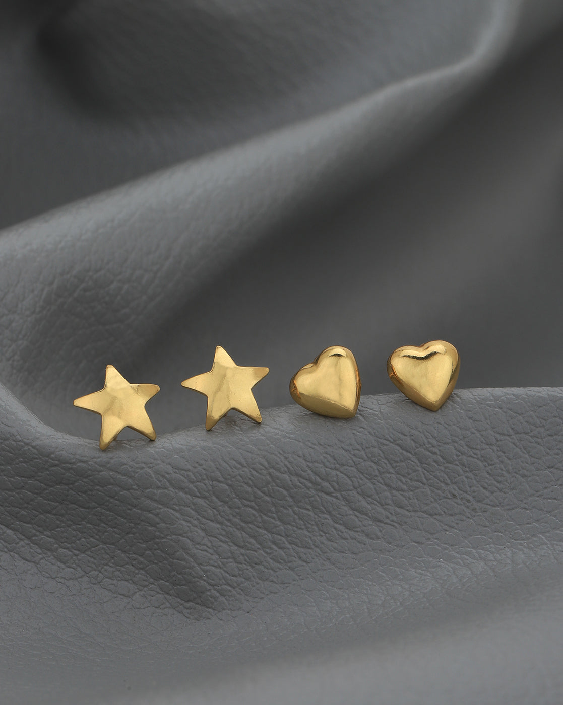 Set Of 2 - Gold-Polished Star And Heart Stud Earring For Women - Wahe Jewels - Swadesiicart