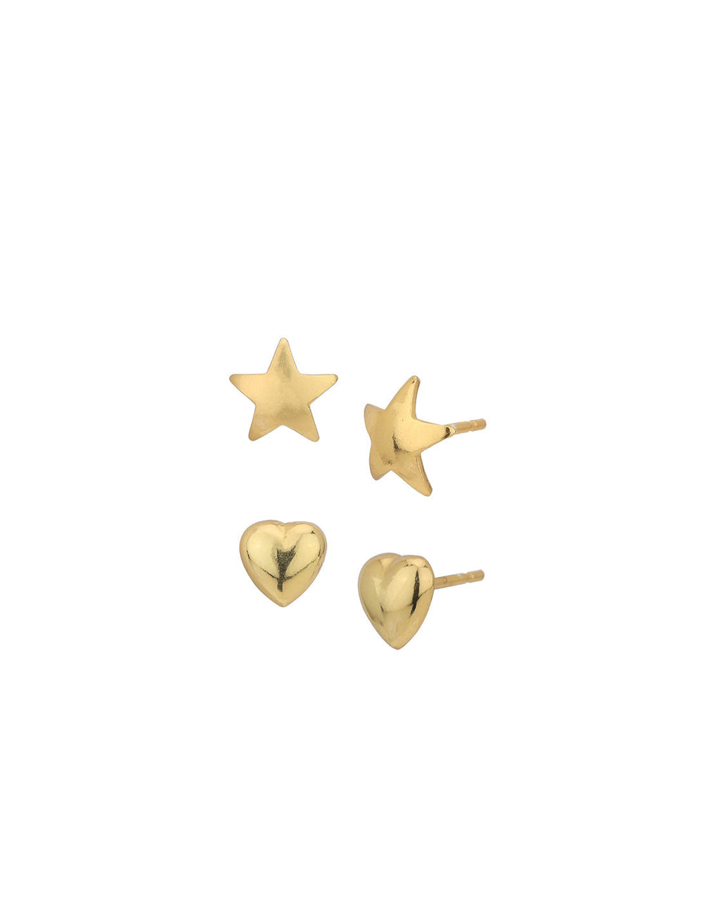 Set Of 2 - Gold-Polished Star And Heart Stud Earring For Women - Wahe Jewels - Swadesiicart