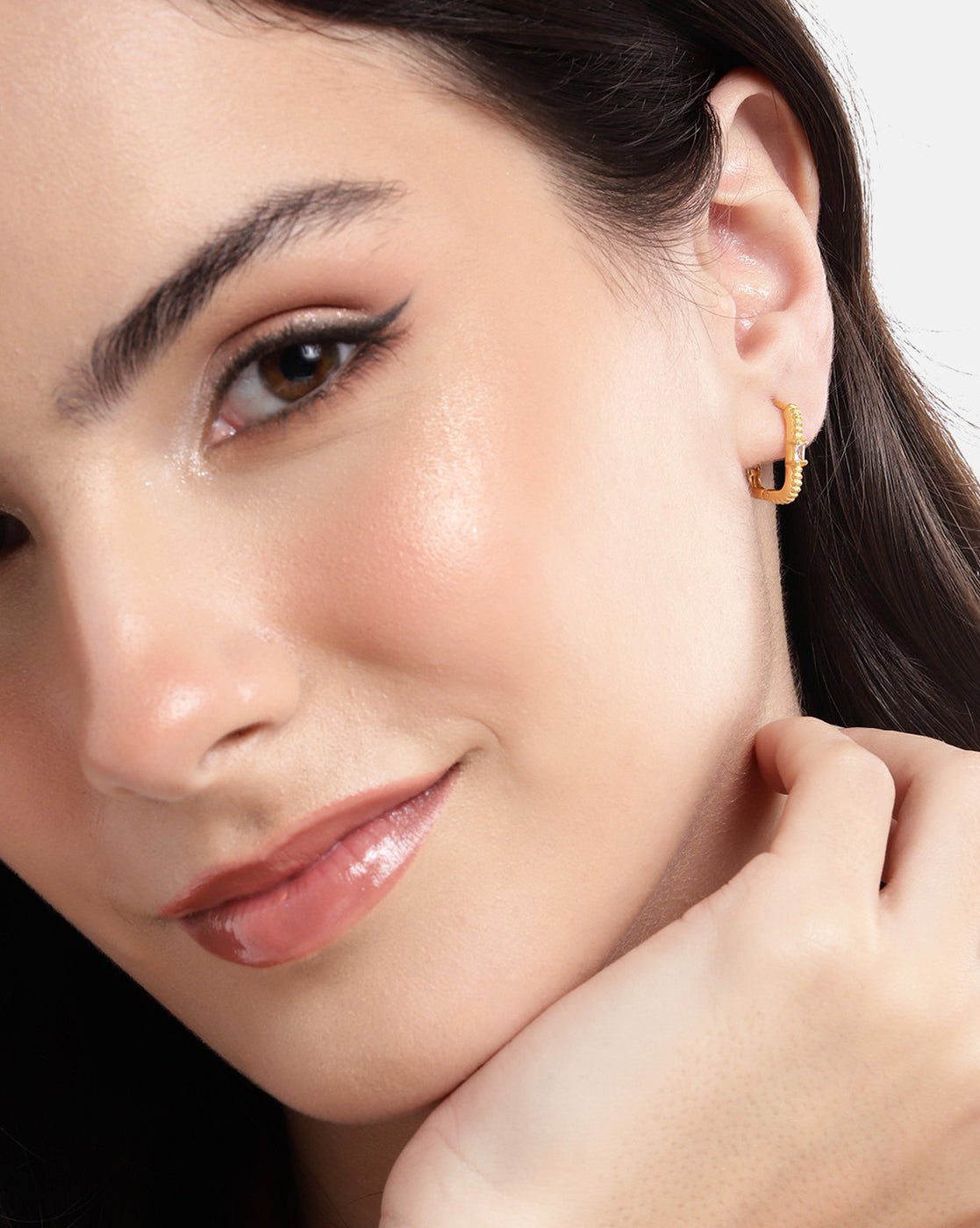 Rhodium Plated Cz Stone Hoop Earring For Women - Wahe Jewels - Swadesiicart