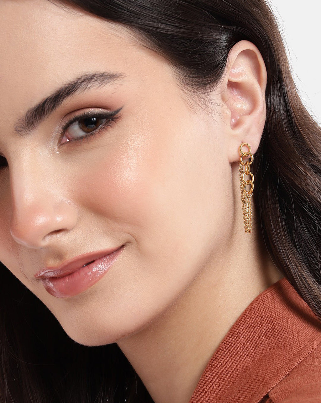 Rose Gold-Polished Cz Contemporary Ear Cuff Earring For Women - Wahe Jewels - Swadesiicart