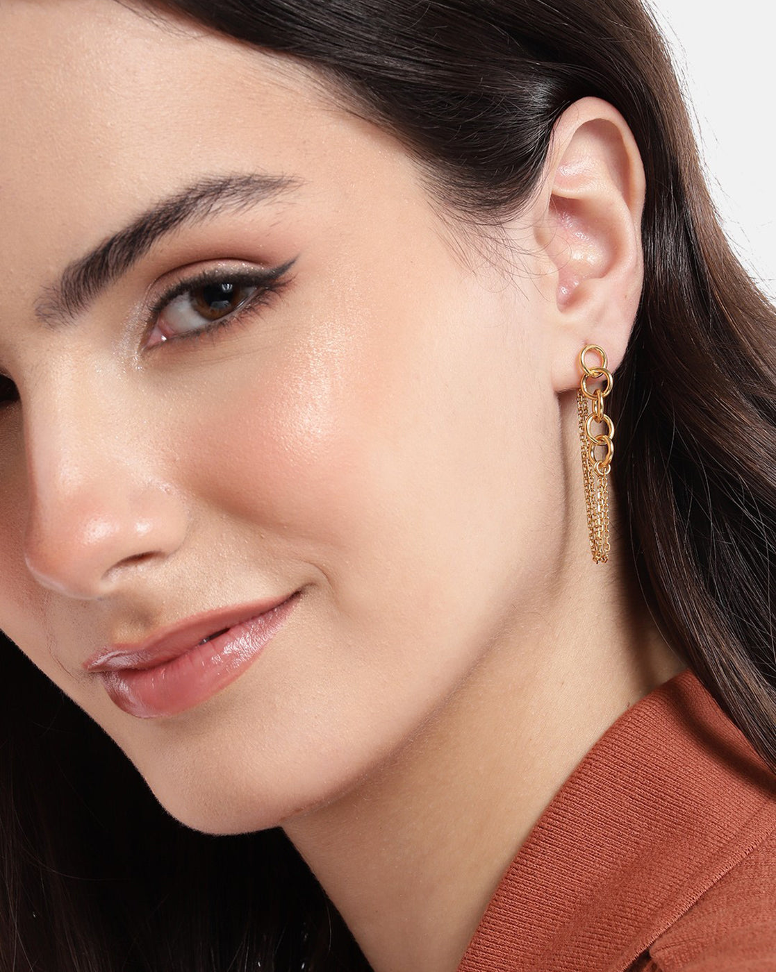 Rose Gold-Polished Cz Contemporary Ear Cuff Earring For Women - Wahe Jewels - Swadesiicart
