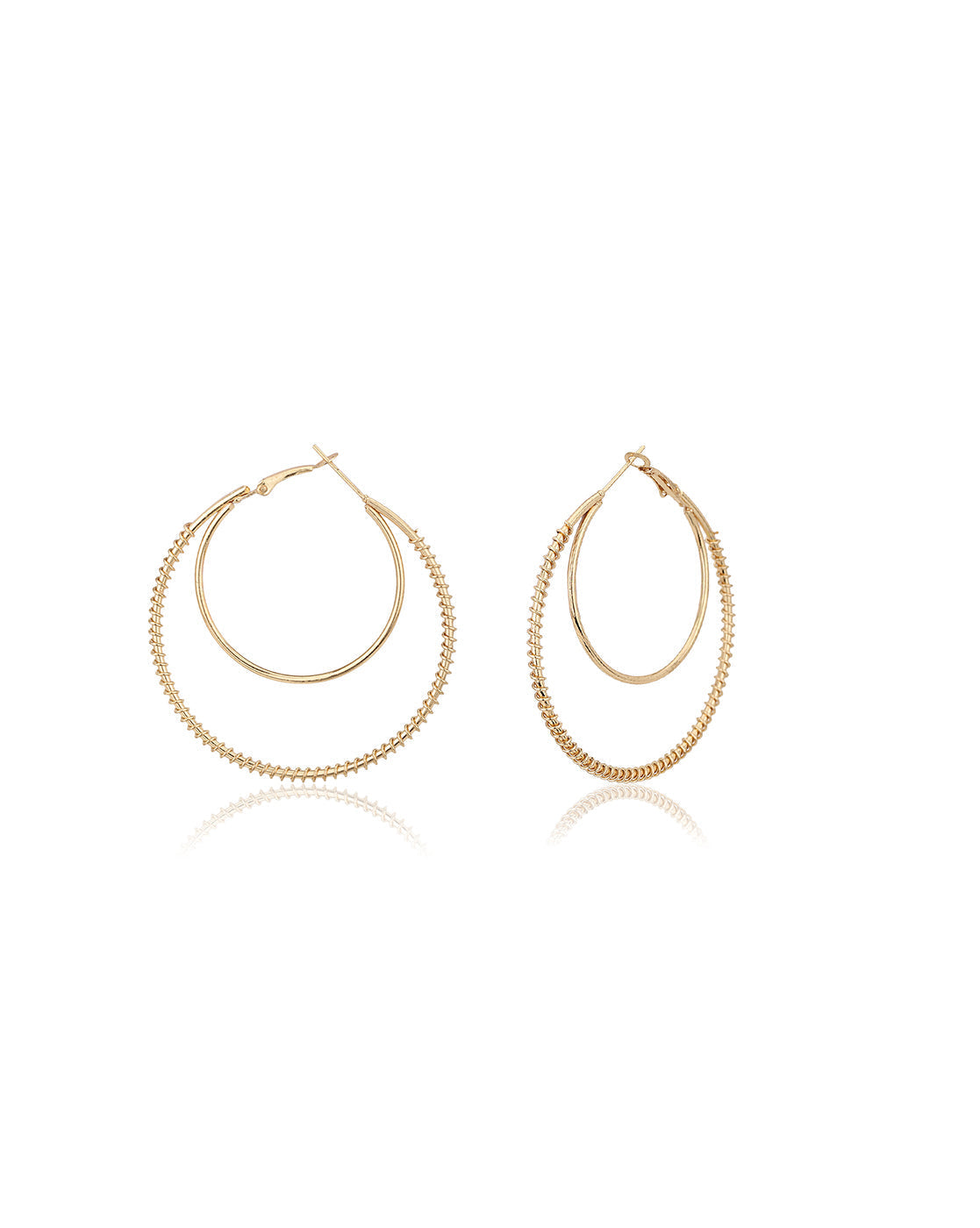 Gold-Polished Hoop Earring With Dangling Cz Stone For Women - Wahe Jewels - Swadesiicart