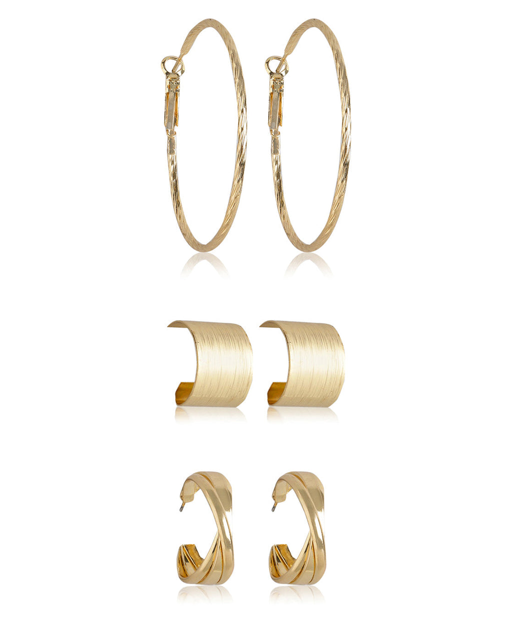 Gold-Polished Cz Fancy Half Hoop Earring For Women - Wahe Jewels - Swadesiicart
