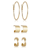 Gold-Polished Cz Fancy Half Hoop Earring For Women - Wahe Jewels - Swadesiicart