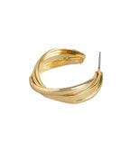 Gold-Polished Cz Fancy Half Hoop Earring For Women - Wahe Jewels - Swadesiicart