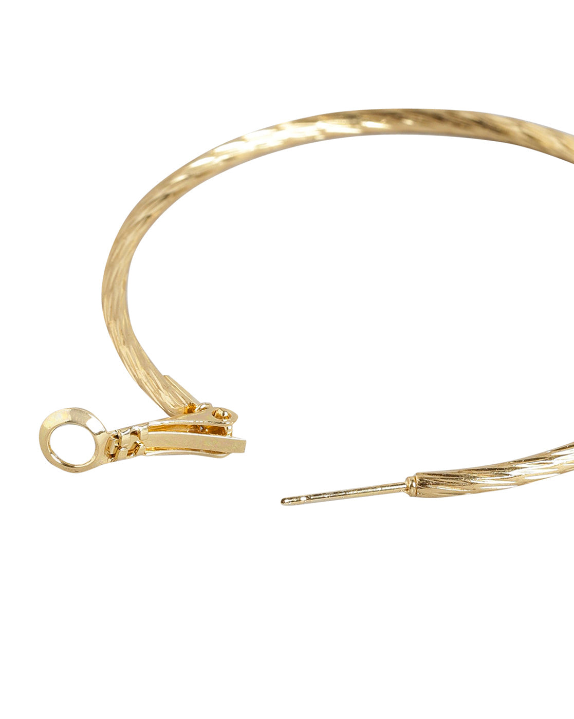 Gold-Polished Cz Fancy Half Hoop Earring For Women - Wahe Jewels - Swadesiicart