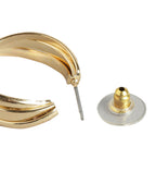 Gold-Polished Cz Fancy Half Hoop Earring For Women - Wahe Jewels - Swadesiicart
