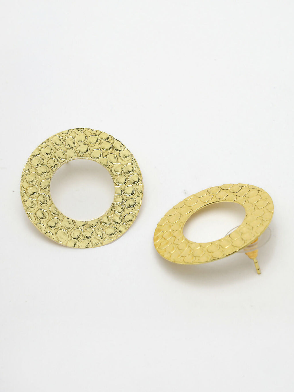 NVR Women Gold-Polished Cut Out Circle Drop Earrings | Grocsy