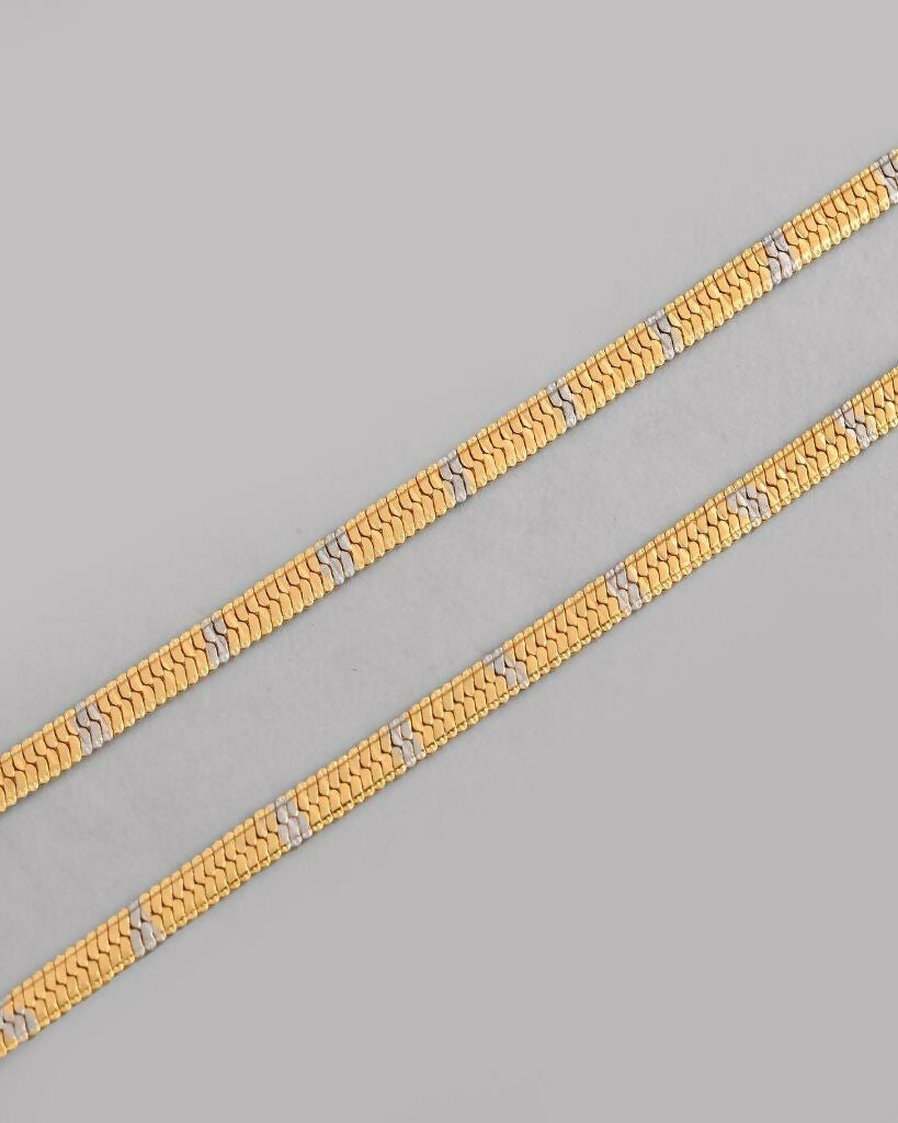 VOJ Dual Toned Self Designed Gold-Polished Chain For Men | Grocsy