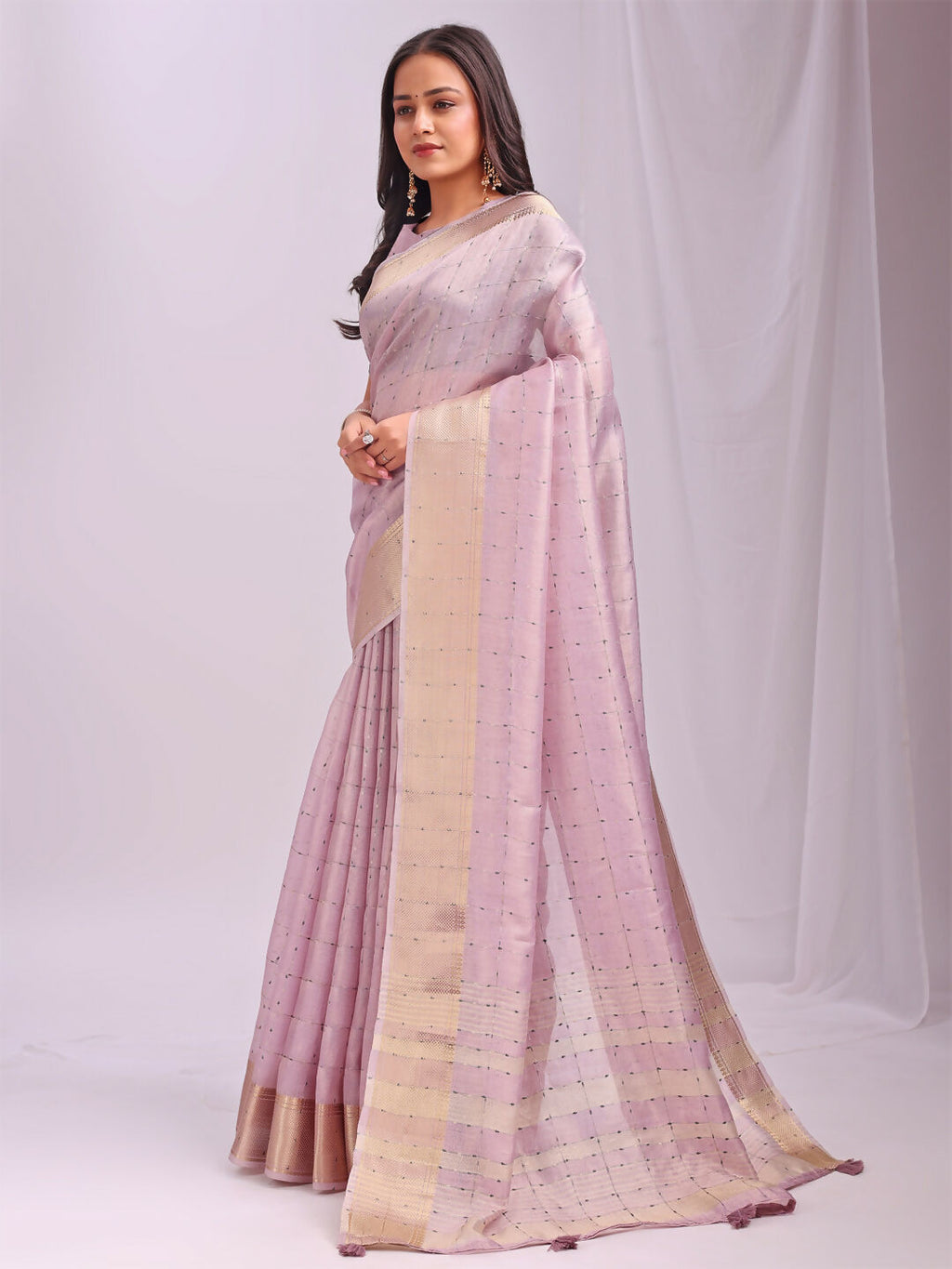 Shree Shyam Fashion Organza Light Pink Saree | Grocsy