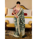 DEIANA'S Beautiful Designer Golden zari Soft Lichi Silk Saree - Green | Grocsy