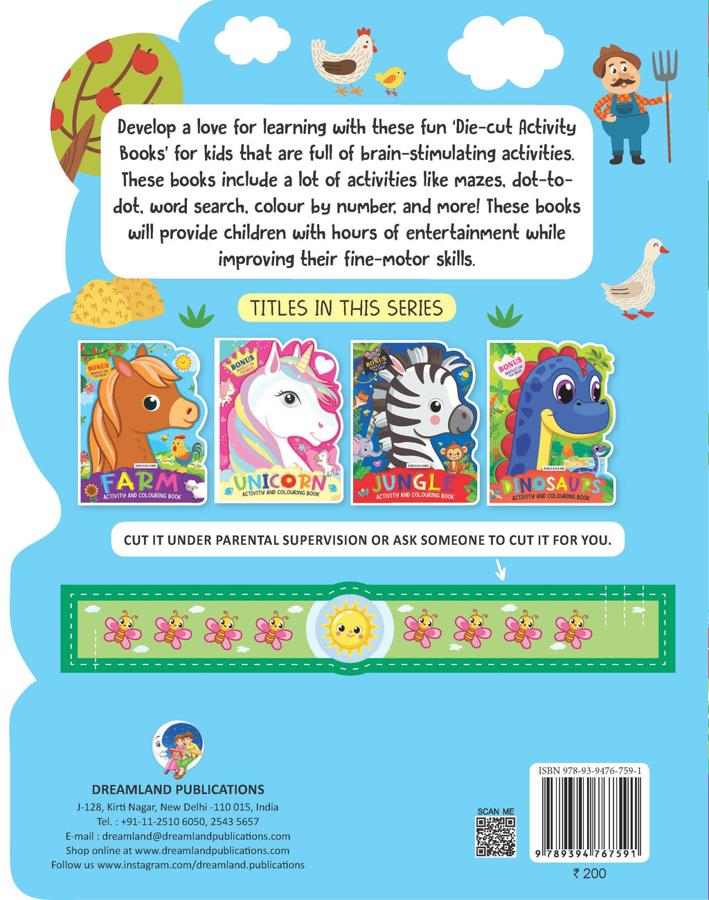 Dreamland Farm Activity and Colouring Book- Die Cut Animal Shaped Book : Children Interactive & Activity Book | Grocsy