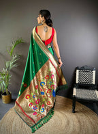 Joban Fashion Red Motifs Paithani Sarees | Grocsy
