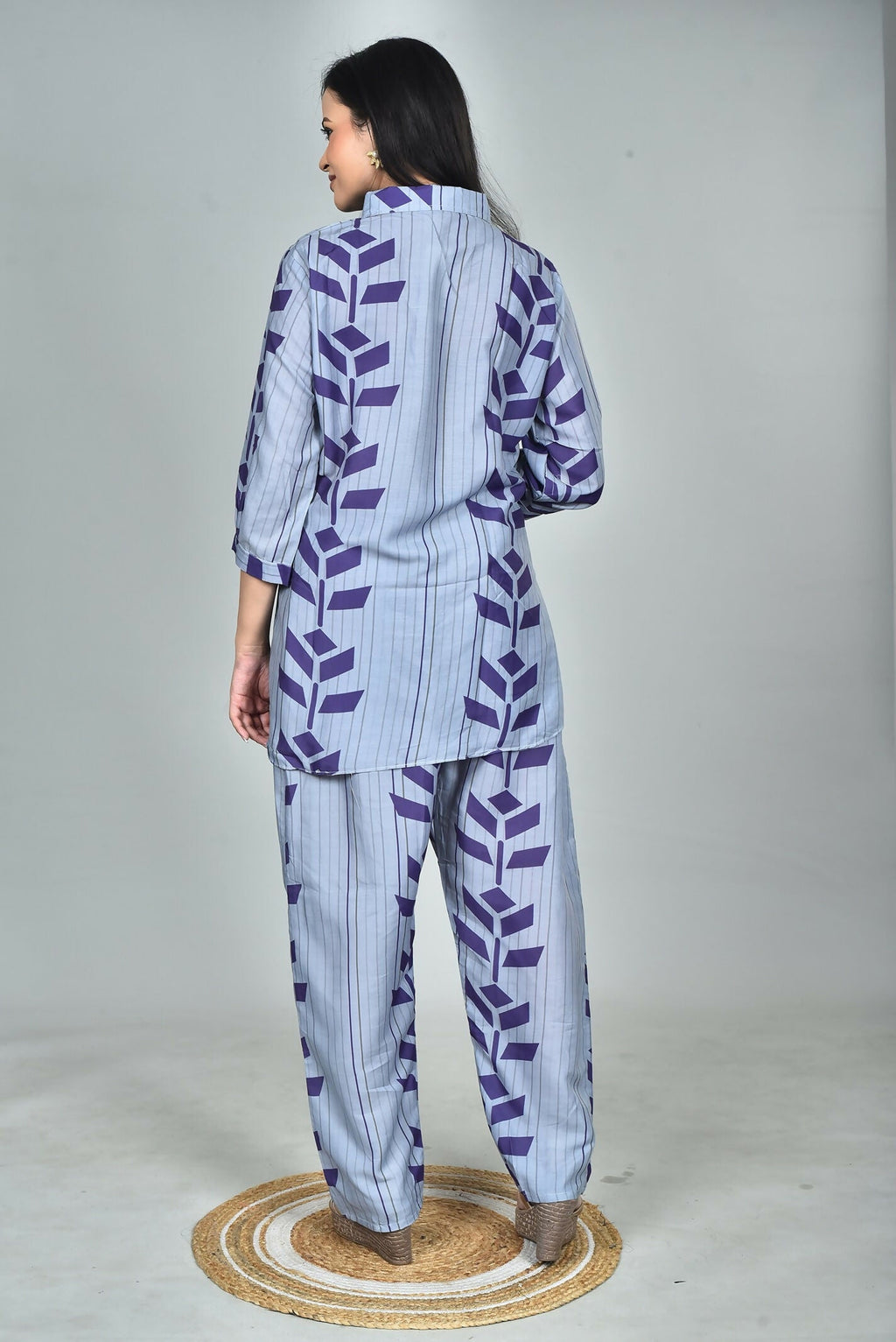 Morchari Digital Print Semi Muslin Co-Ord Set Top & Trouser-Multicolor | Grocsy