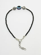 NVR Women Set of 2 Brass-Plated Stone-Studded & Evil Eye Beaded Anklet | Grocsy