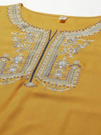 Yufta Women Yellow Floral Embroidered Regular Kurta with Palazzo & With Dupatta | Grocsy