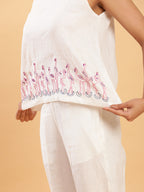BohoJazz Flamingo Embroidered Linen Co-ord Set | Grocsy
