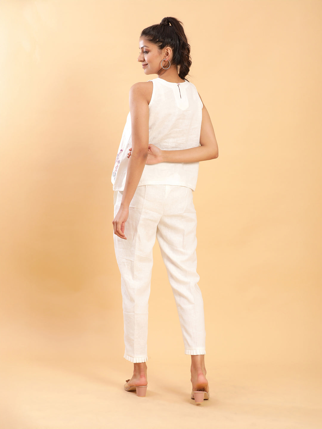BohoJazz Flamingo Embroidered Linen Co-ord Set | Grocsy