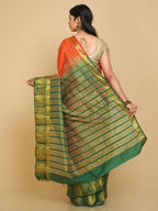 Kalamandir Floral Orange Pashmina Saree | Grocsy
