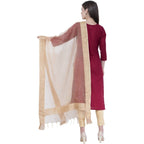 A R Silk Women's Stone Work Orgenza Cotton Golden Dupattas and Chunnis | Grocsy