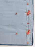 Navy Blue Chinon Embroidered Straight Kurta with Trouser & Dupatta - Salimar | Grocsy