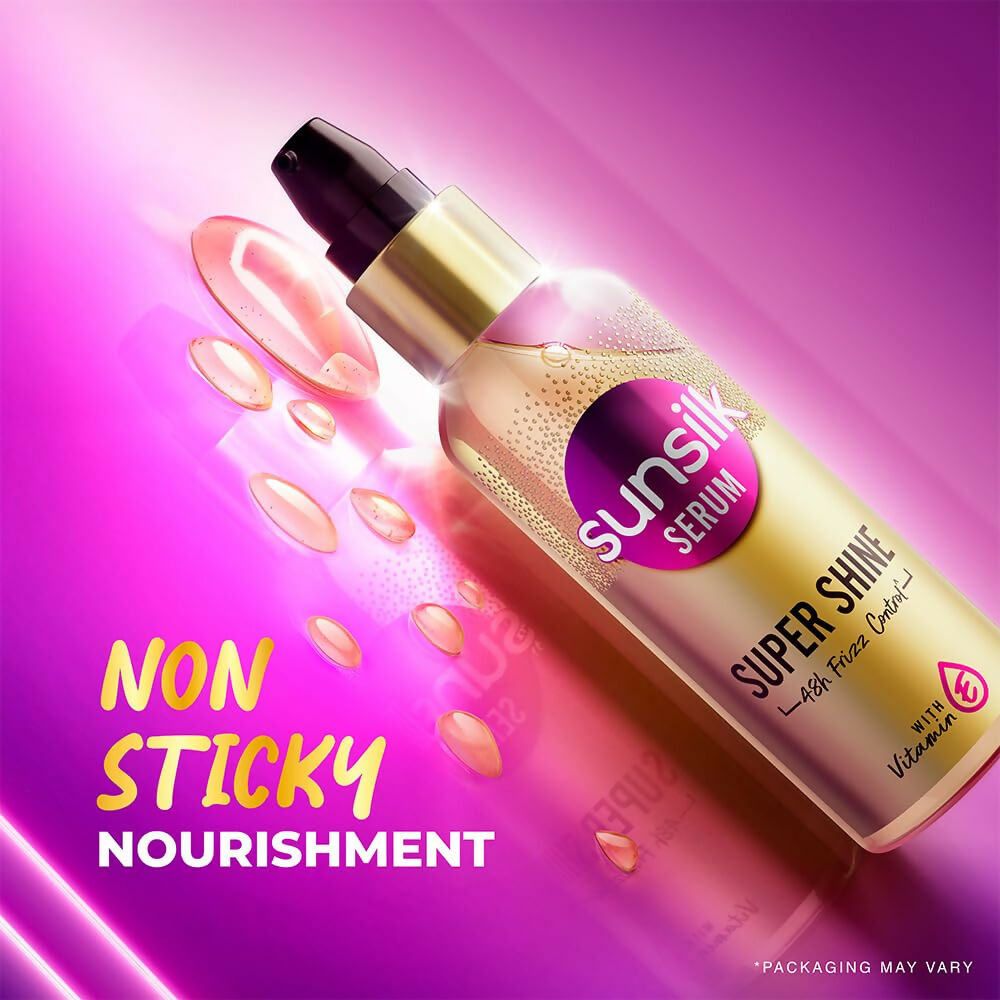 Sunsilk Super Shine Hair Serum For Dry Frizzy Hair, Vitamin E Nourishment, 48 hour frizz free | Grocsy