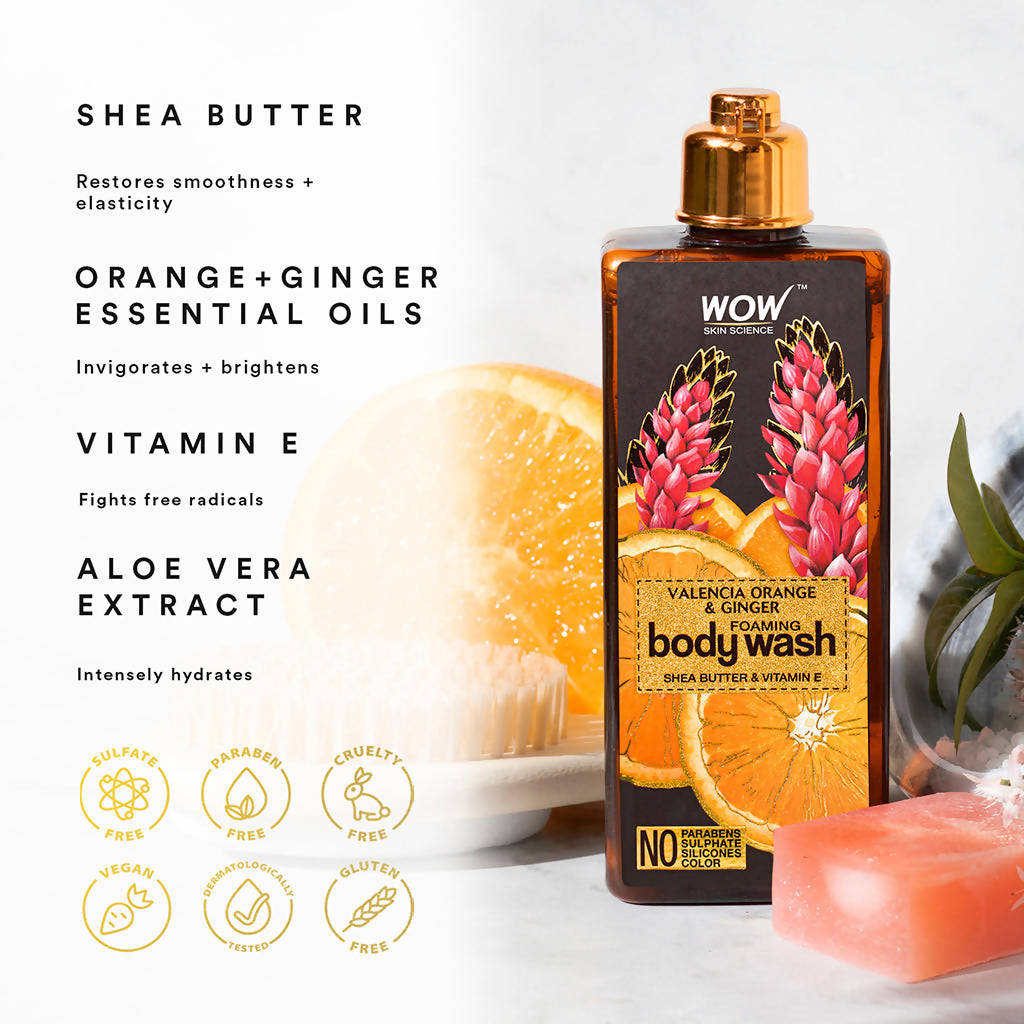 Wow Skin Science Valencia Orange & Ginger Foaming Body Wash | Grocsy