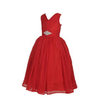 Asmaani Baby Girl's Pure Red Color Satin Frock (AS-DRESS-22019) | Grocsy