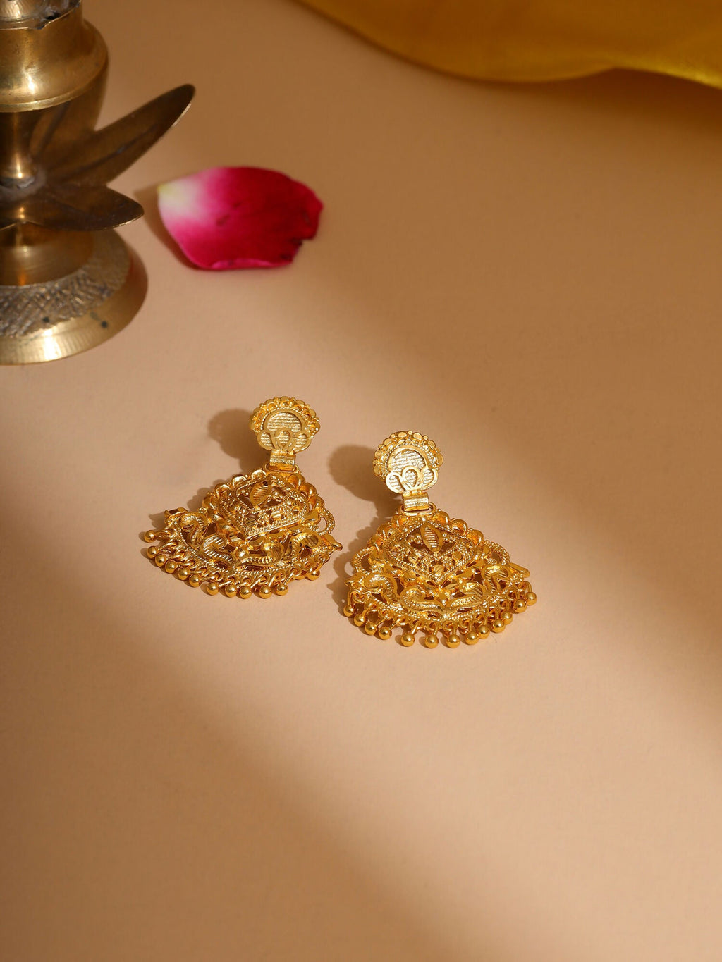 Ruby Raang Traditional Gold Earrings | Grocsy