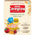Nestle Ceregrow Kids (2-6 yrs) Cereal-Multigrain, Milk & Fruits, Rich in Iron, Calcium & Protein | Grocsy