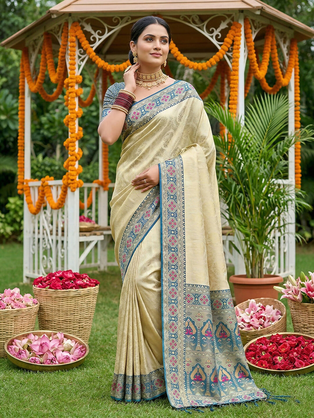 Shree Shyam Fashion Navy Blue Soft Silk Saree | Grocsy