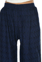 Mominos Fashion Moeza Reyon Cotton Navy Blue Chikan Work Palazzo | Grocsy