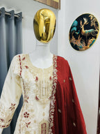 Teeya Creation White Color Chinon Silk Party Wear Trending Palazzo Set | Grocsy
