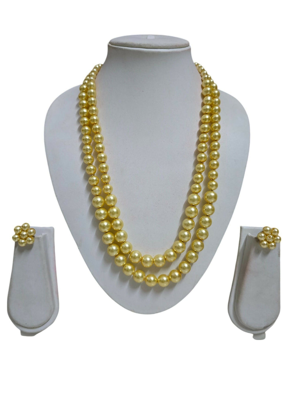 Inhanns Everyday Workwear Pearl Set (Double Layered Pearls) - Yellow | Grocsy