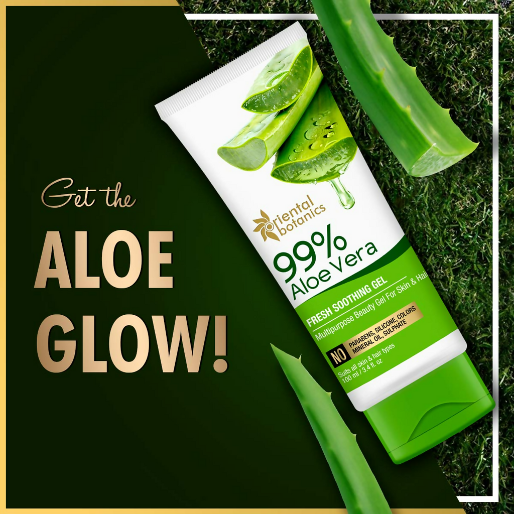 Oriental Botanics 99% Aloe Vera Fresh Soothing Gel For Skin & Hair | Grocsy