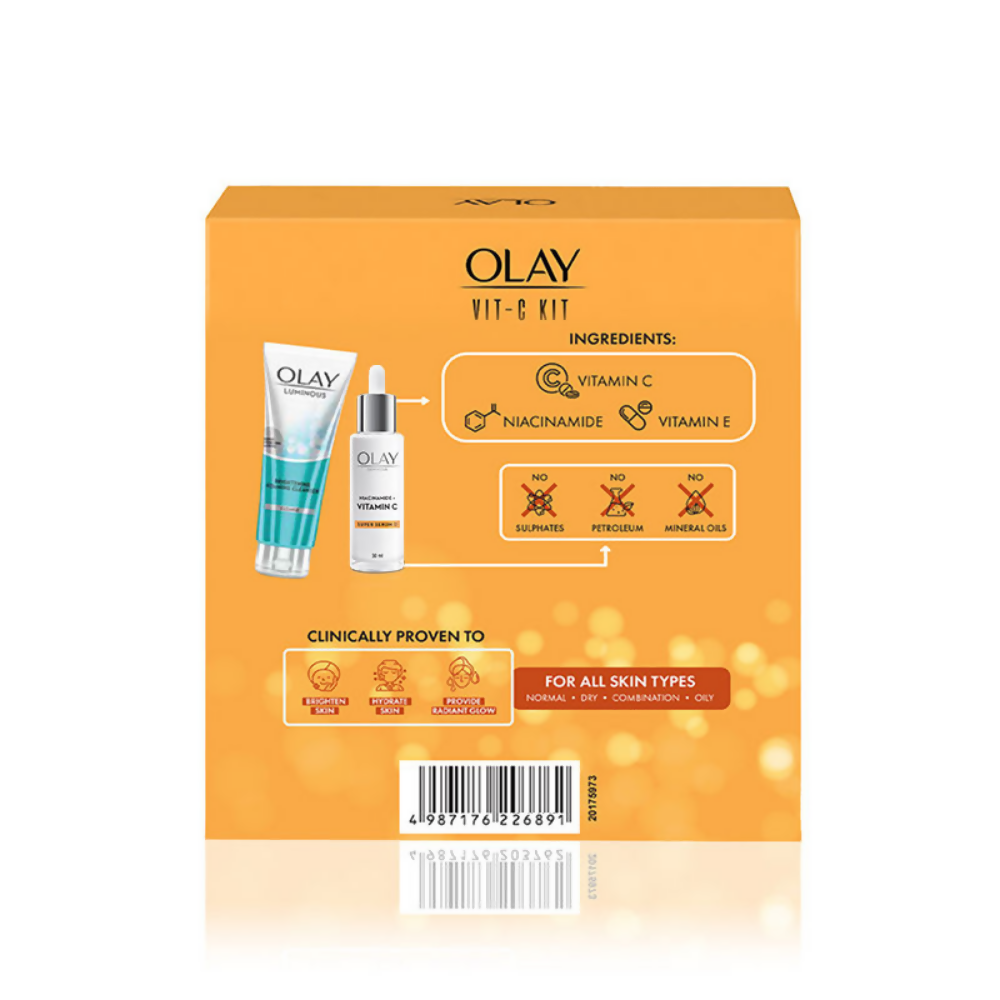 Olay Hydration Boost Kit With Niacinamide + Vitamin-C Super Serum & Cleanser | Grocsy