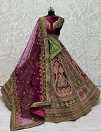Jyoti Fashion Women's Purple Velvet Fancy Patch, Multi Thread Embroidered, Zircon Diamond, Sequins Work Wedding Lehenga Choli | Grocsy