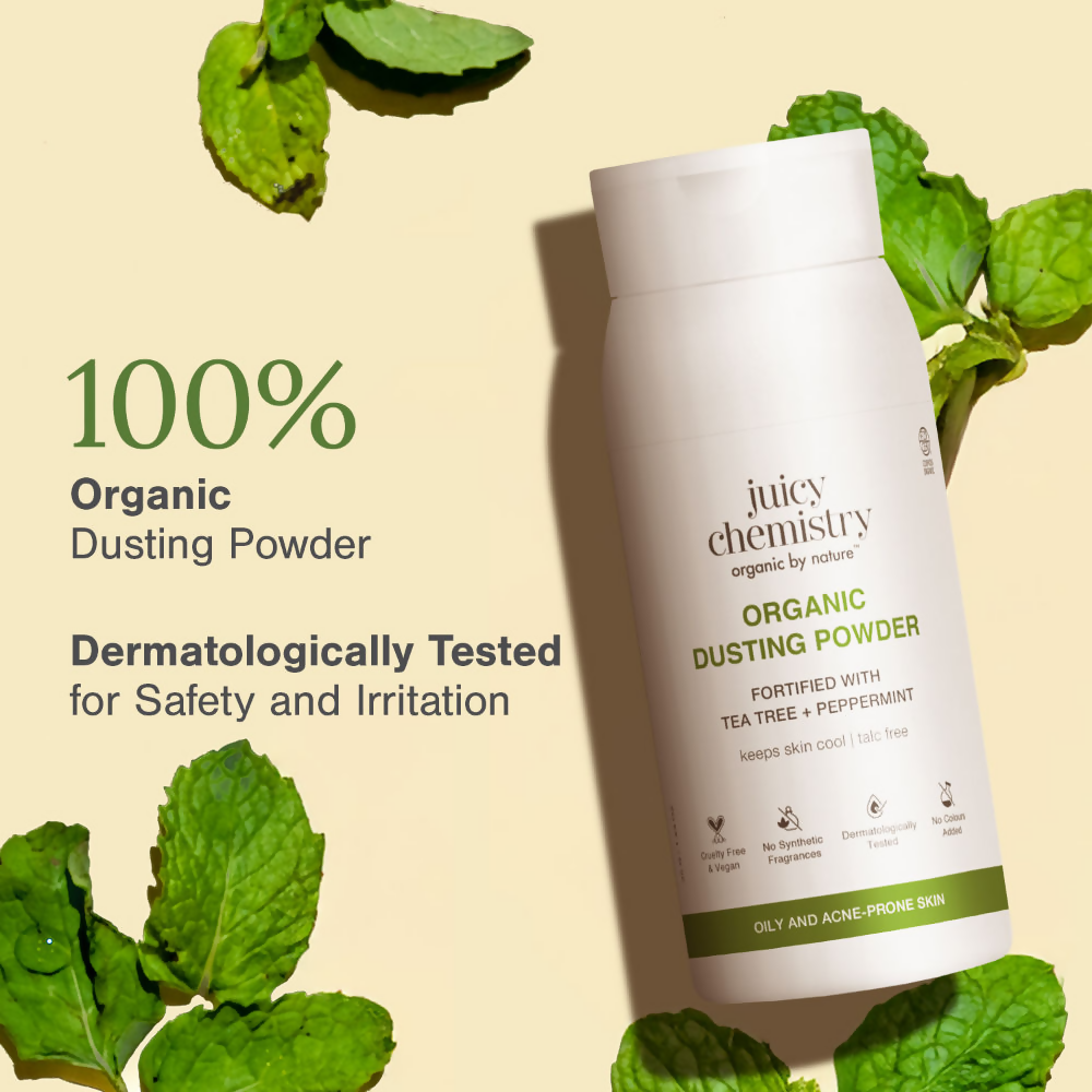 Juicy Chemistry Organic Dusting Powder Fortified With Tea Tree & Peppermint | Grocsy