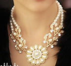 Gold-Toned Alloy Rhinestones Studded Necklace - The Pari | Grocsy