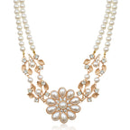 Gold-Toned Alloy Rhinestones Studded Necklace - The Pari | Grocsy
