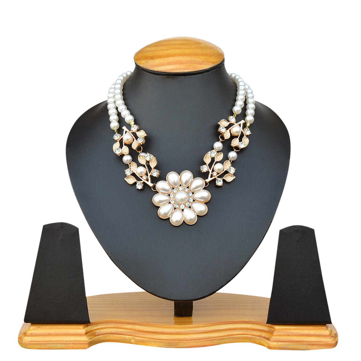 Gold-Toned Alloy Rhinestones Studded Necklace - The Pari | Grocsy