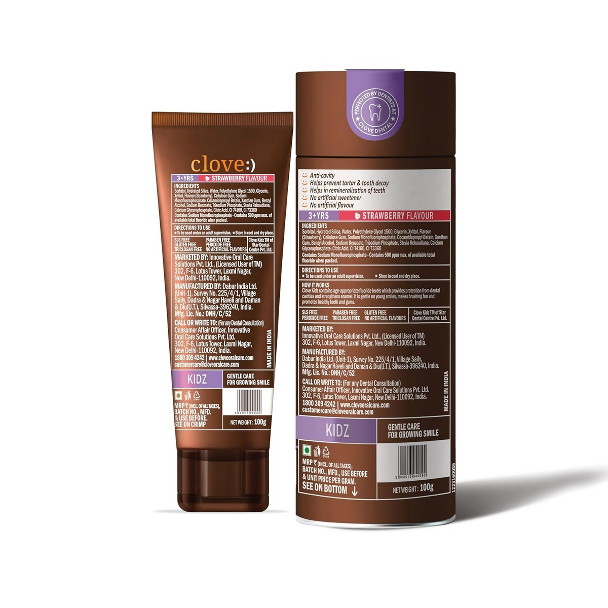 Clove Kids Toothpaste (3+years) Natural Strawberry Flavour | Grocsy