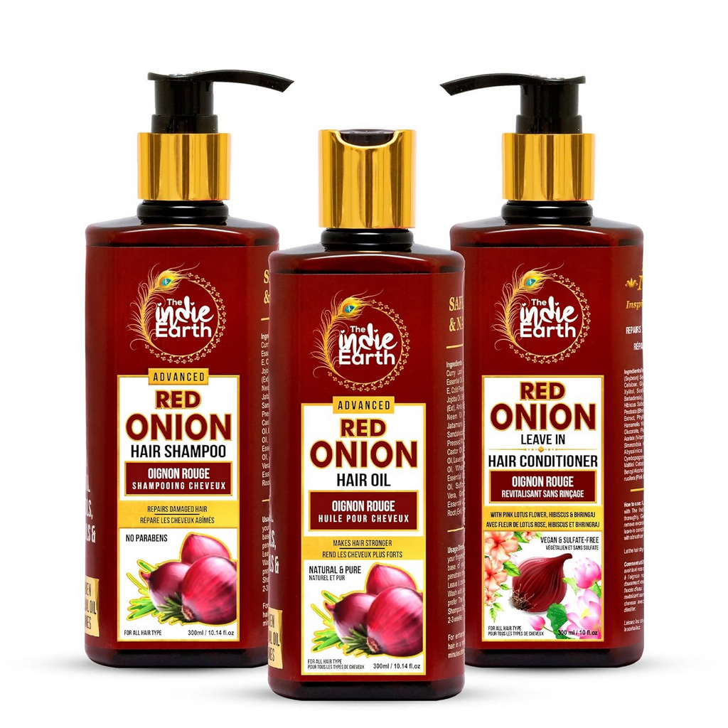 The Indie Earth Advanced Red Onion Hair Care Trio | Grocsy