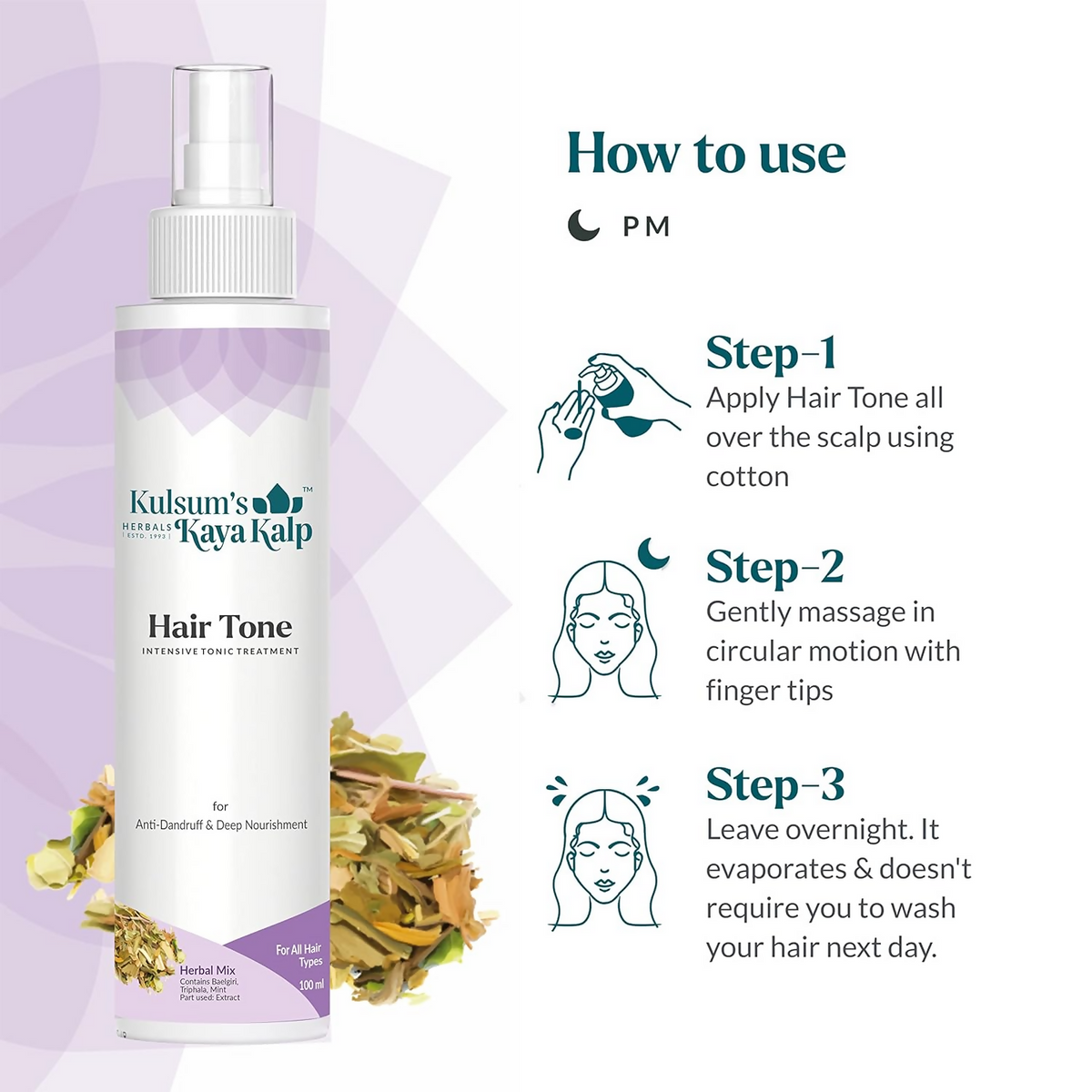 Kulsum's Kaya Kalp Hair Tone, Anti-Dandruff & Hair Fall Control, For All Hair Types | Grocsy