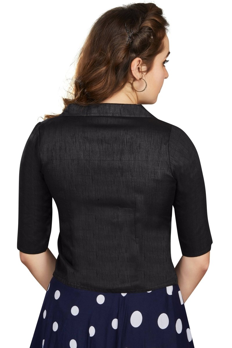 Aastha Fashion Women's Women's Black Art Silk Button Readymade Blouse | Grocsy