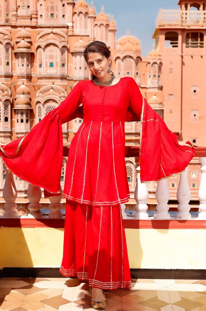 Cheera Kurta Sharara Dupatta set | Grocsy