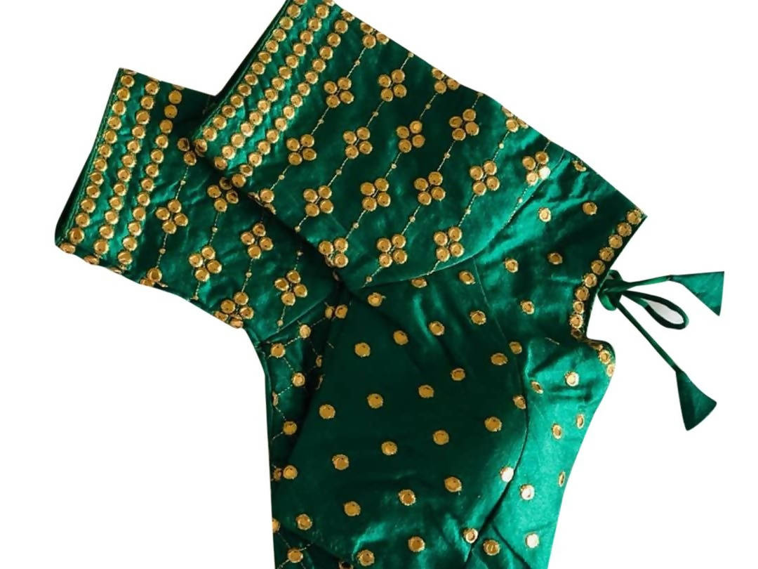 Vamika Green Banglori Silk Embroidery Blouse | Grocsy