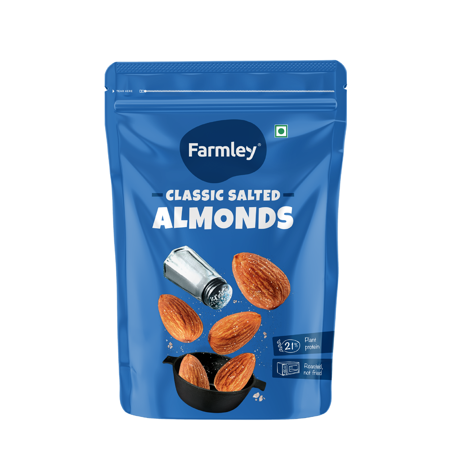 Farmley Classic Salted Almonds - Roasted, Not Fried | Grocsy