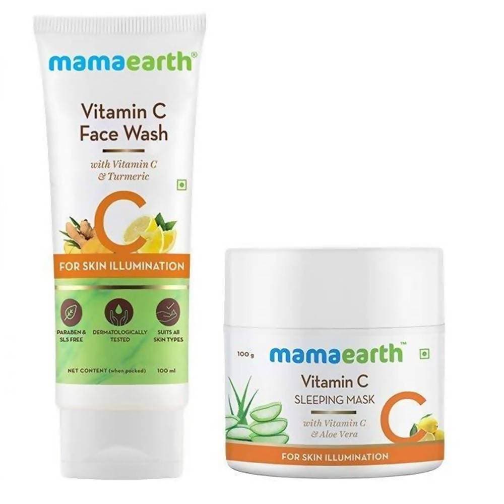 Mamaearth Vitamin C Face Wash & Sleeping Mask For Skin Illumination Combo | Grocsy